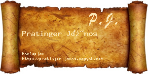 Pratinger János névjegykártya